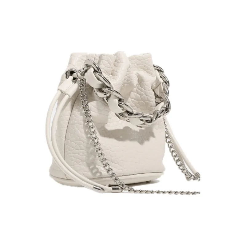 NOMK PU Hobo Bag, Bucket Bag, Tote Bag, Shopping Bag, Shoulder Bag, Handbag Trumpets Women's White/Black-2