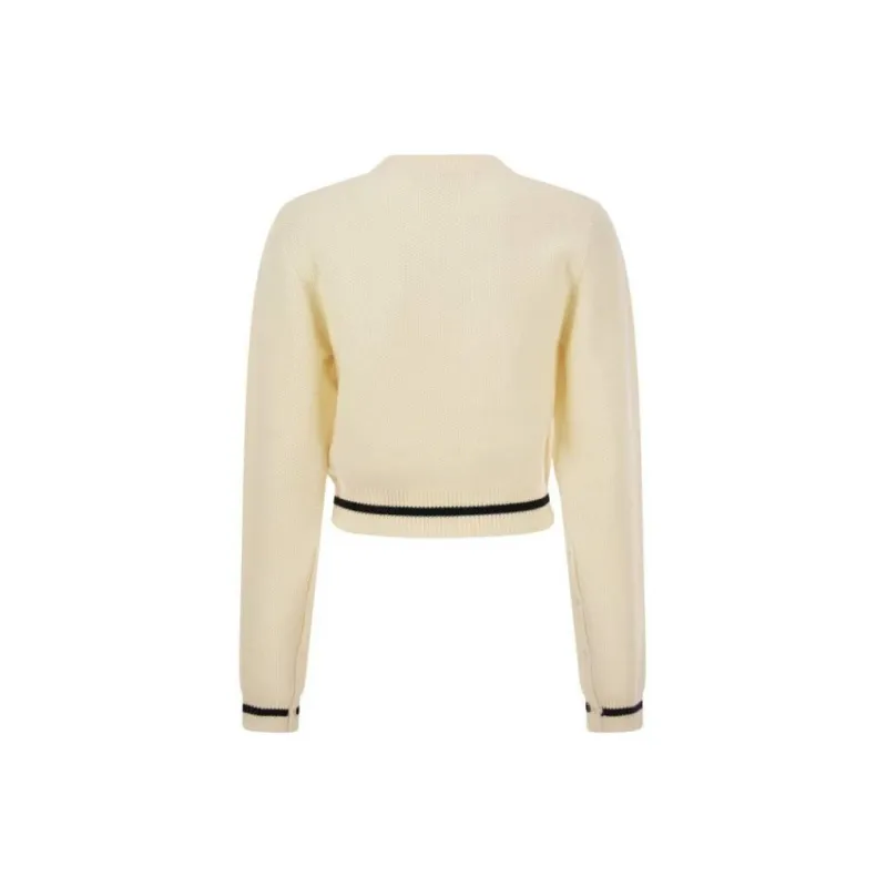 MARNI Logo Embroidered Crewneck Cropped Jumper-1