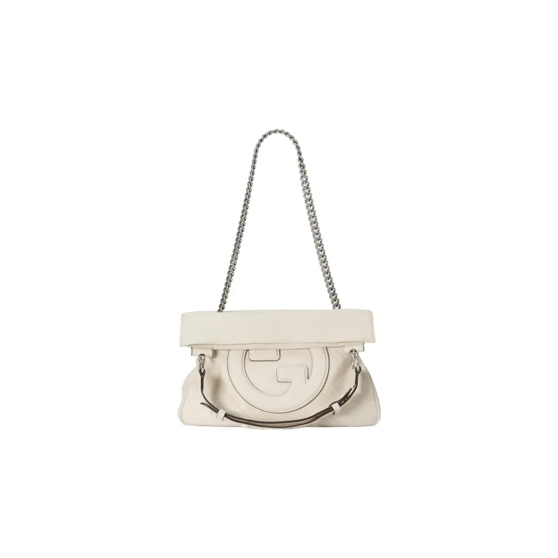 GUCCI Blondie Leather Tote Bag Shopping Bag Handbag Small Size Women's White-1
