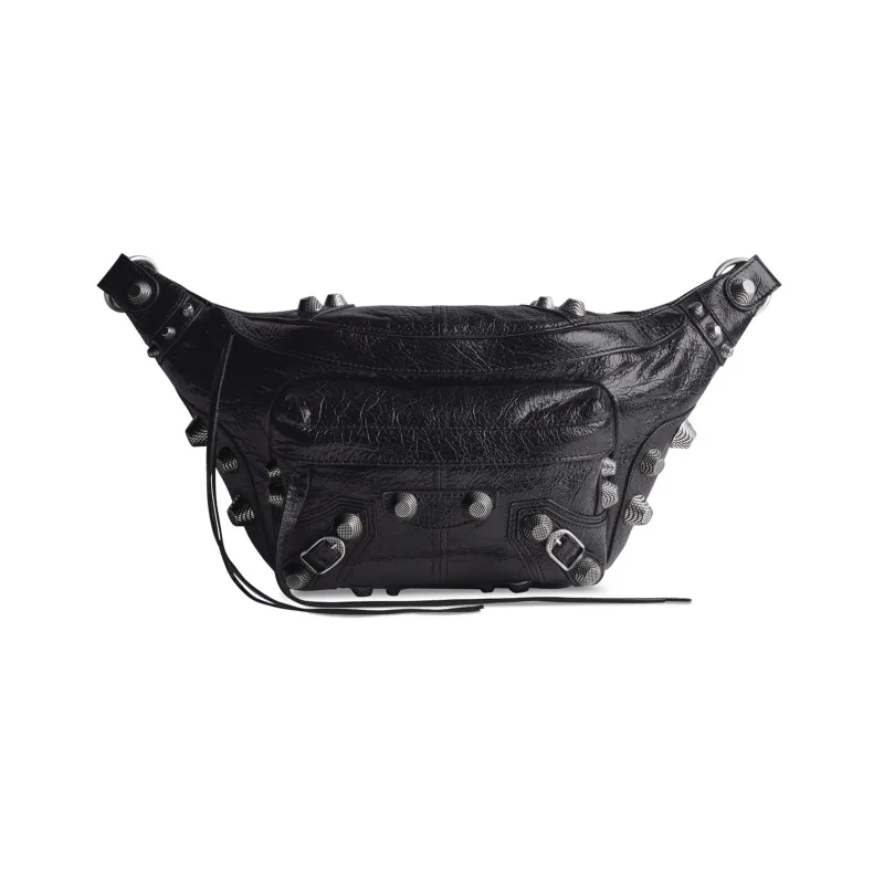 Balenciaga Le Cagole Fine Grained Sheepskin Fanny Pack Medium Size Men's Black-0
