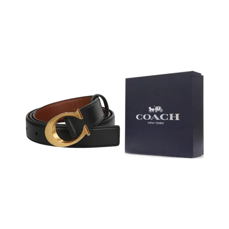 COACH Leather Leather Belts Women's Black Width  2.5cm-4