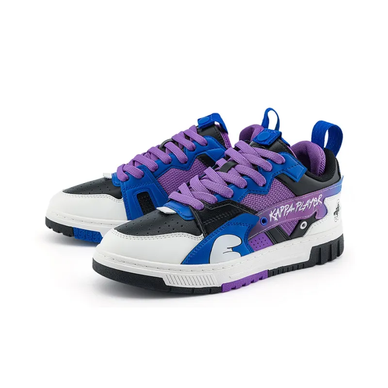 The Smurfs x Kappa Anti-Slip Wear-Resistant Low-Top Skateboard Shoes Unisex Purple Black Blue-2