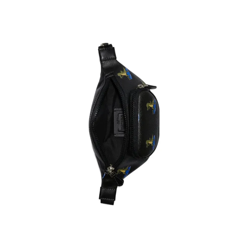 COACH Sprint Canvas With Leather Fanny Pack Sling Bag Shoulder Bag Crossbody Bag Medium Size Men's Black-2