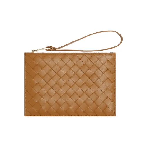 Bottega Veneta Bill Pouch Medium Intreccio Caramel