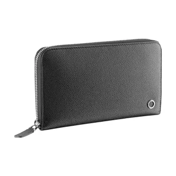 BVLGARI Calfskin Coin Purse Men's Black