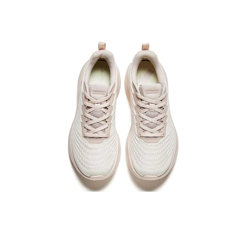 Anta Anti Slip Wear Resistant Low Top Running Shoes Women's White Pink-2