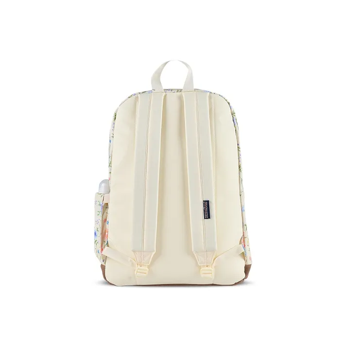 JanSport Leather Patchwork Backpack Medium Size Unisex Pastoral Floral Pattern-3