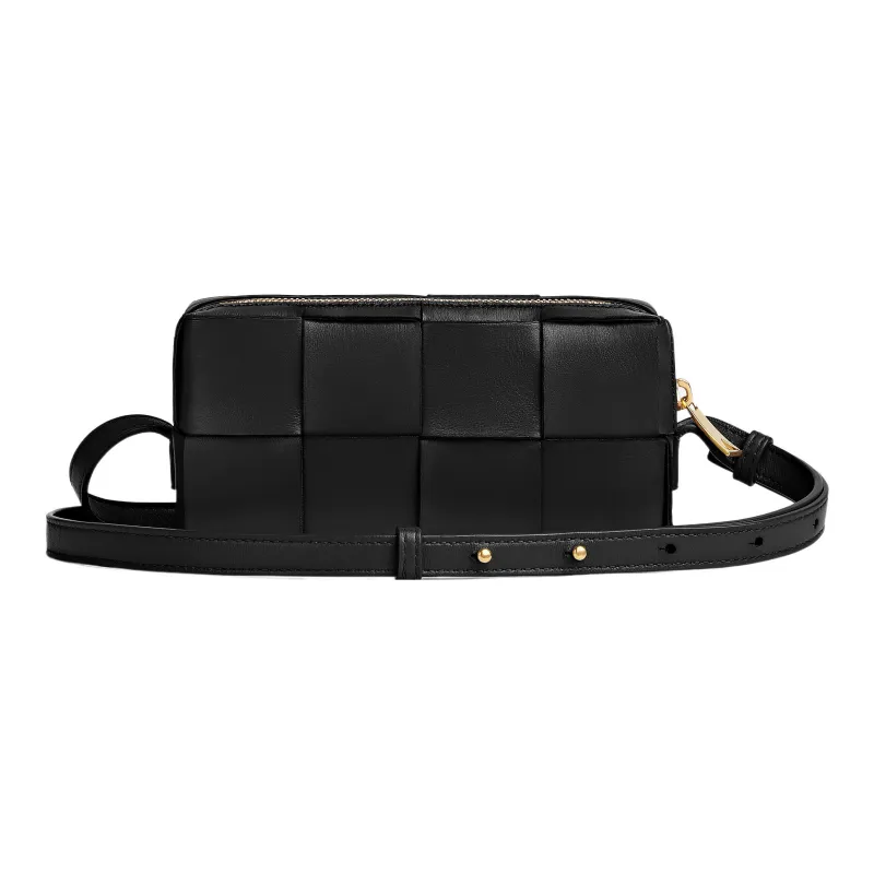 Bottega Veneta Lambskin Shoulder Bag, Crossbody Bag Mini Women's Black-2