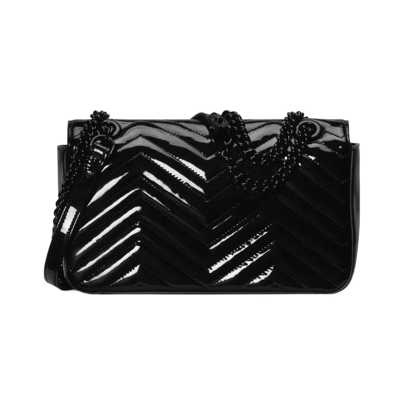 GUCCI GG Marmont Patent Leather Crossbody Bag Shoulder Bag Women's Black-3