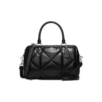 COACH Rowan Sheepskin With Cow Leather Boston Bag Handbag Regular Women's Black