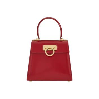 FERRAGAMO Cow Leather Handbag Small Size Women's Red