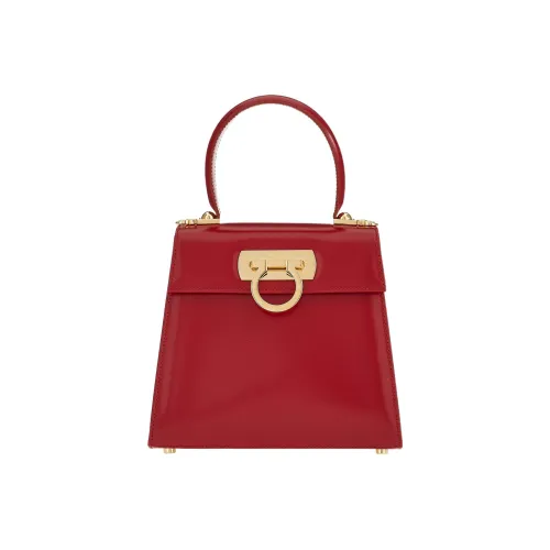 FERRAGAMO Cow Leather Handbag Small Size Women's Red
