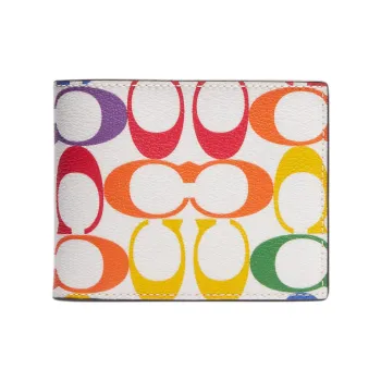 COACH 3 IN 1 Wallet Coated Canvas 3-in-1 Card Holder Wallet Women's Rainbow