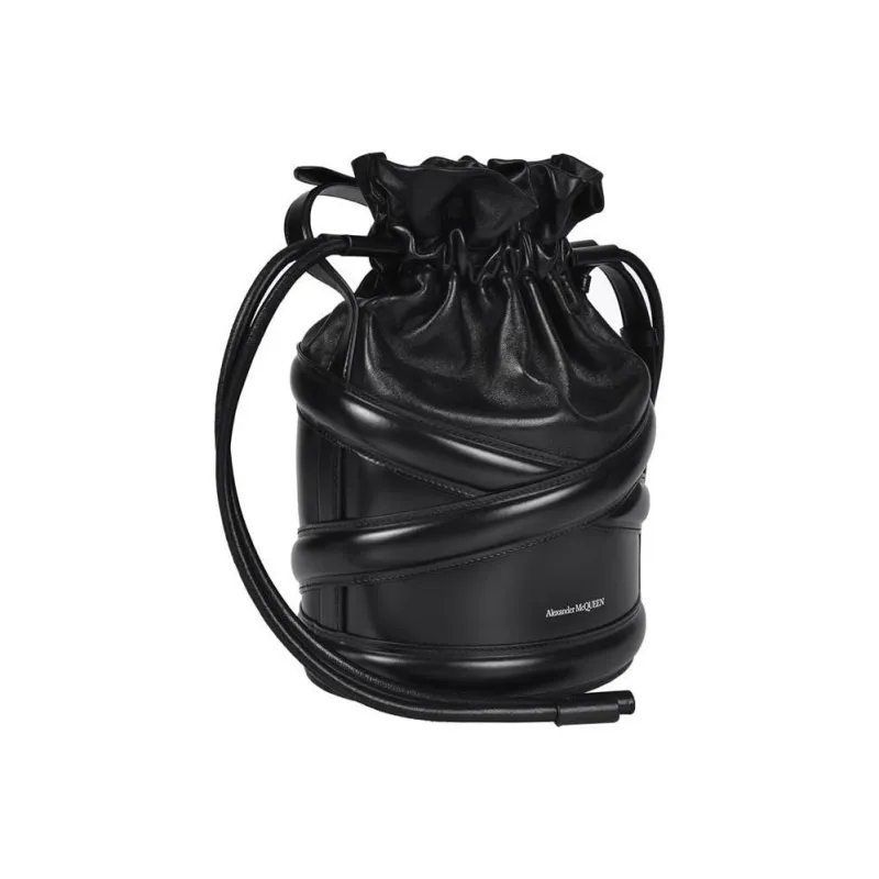 Alexander McQueen Soft Curve Calfskin Bucket Bags Crossbody Bag, Shoulder Bag Women's Black-4