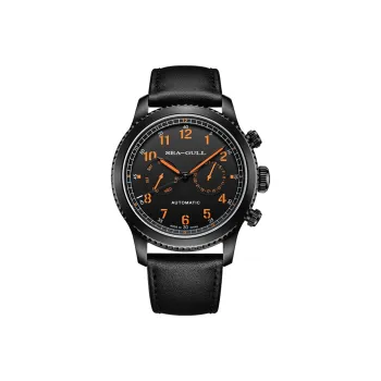Sea Gull Pilot Collection Automatic Mechanical Movement Genuine Leather Strap Watch Men's Watches Black Dial