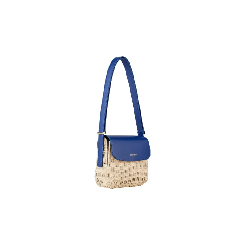 GIORGIO ARMANI Leather Crossbody Bag Shoulder Bag Women's Blue-1