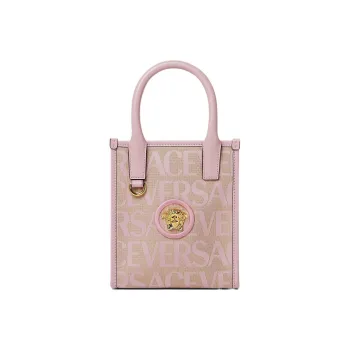 VERSACE Allover Cow Leather Tote Bag Shopping Bag Shoulder Bag Crossbody Bag Handbag Mini Women's Pink