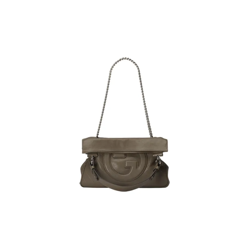 GUCCI Blondie Leather Tote Bag Shopping Bag Handbag Small Size Women's Brown-1