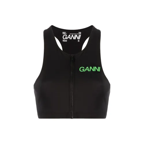 GANNI Logo-print Zip-up Top