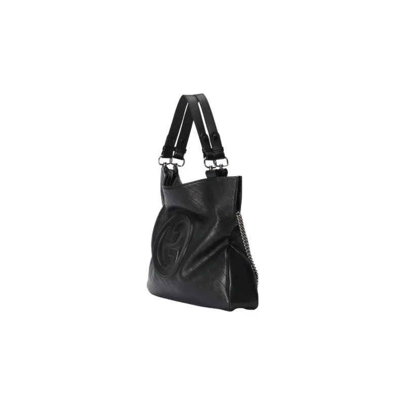 GUCCI Blondie Leather Tote Bag, Shopping Bag, Handbag Medium Size Women's Black-2
