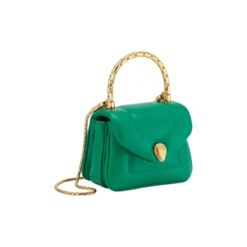 BVLGARI Serpenti Reverse Calfskin Crossbody One Shoulder Handbags Extra Mini Women's Green