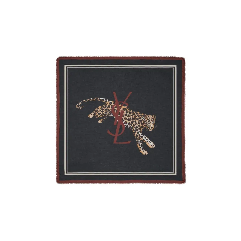 SAINT LAURENT Leopard Print Square Scarf-0