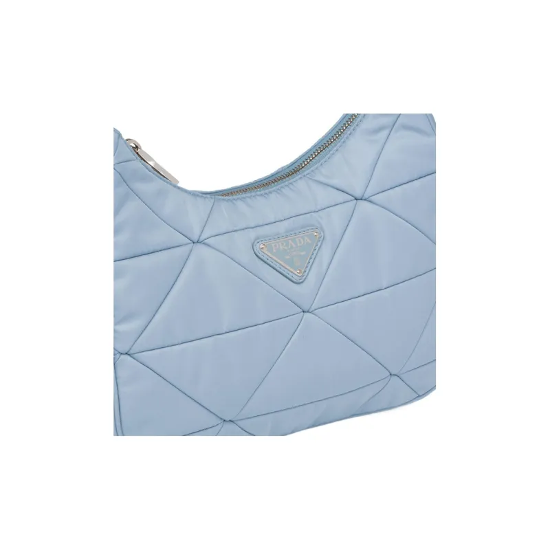 PRADA Fabric Hobo Bag Crossbody Bag Shoulder Bag Women's Light Blue-3