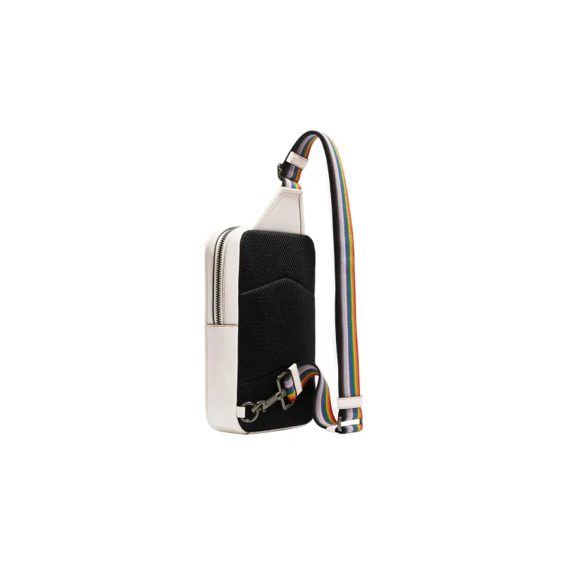 COACH Sullivan Canvas With Leather Sling Bag Fanny Pack Shoulder Bag Crossbody Bag Small Size Men's Rainbow & White-1