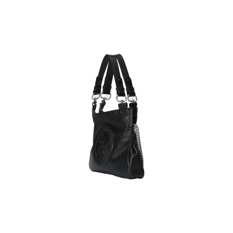 GUCCI Blondie Leather Tote Bag, Shopping Bag, Handbag Trumpets Women's Black-2