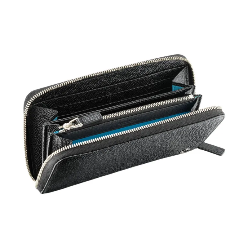 BVLGARI Calfskin Coin Purse Men's Black-2