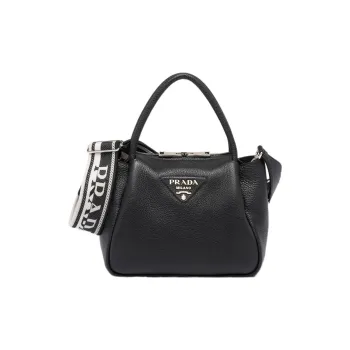 PRADA Leather Shoulder Bag Crossbody Bag Handbag Small Size Women's Black