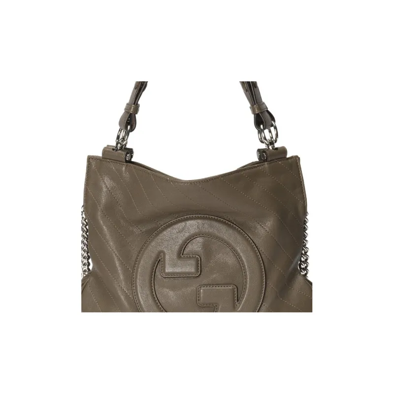 GUCCI Blondie Leather Tote Bag Shopping Bag Handbag Small Size Women's Brown-8