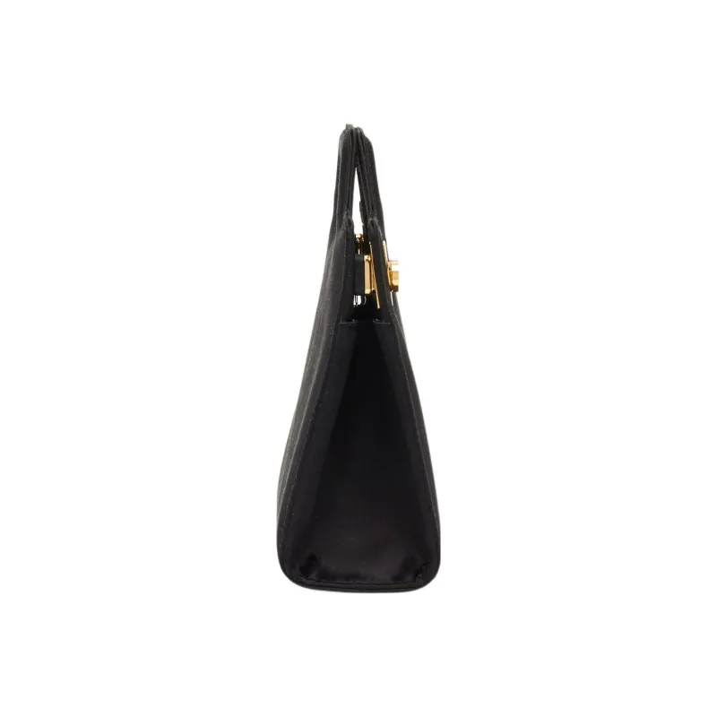 FERRAGAMO Satin Fabric Shoulder Bag Crossbody Bag Handbag Mini Women's Black-2