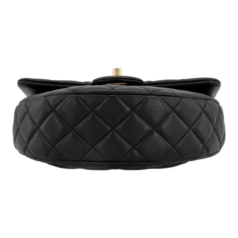 CHANEL Lambskin Messenger Bag, Chain Bag, Shoulder Bag, Crossbody Bag Trumpets Women's Black-3