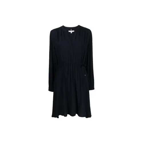 Tommy Hilfiger Ruched V-neck Long-sleeved Dress