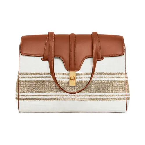 CELINE Canvas With Calfskin Canvas Bag Handbag Shoulder Bag Regular Women's Brown/Apricot