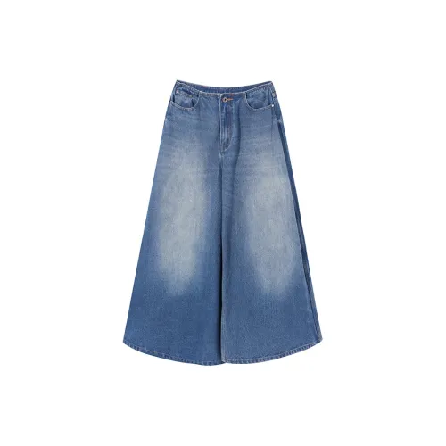 Ouyang Denim Long Skirts Women's Blue