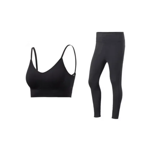 LINING Casual Suits Women's Set Black Sports Underwear+Black Workout Pants