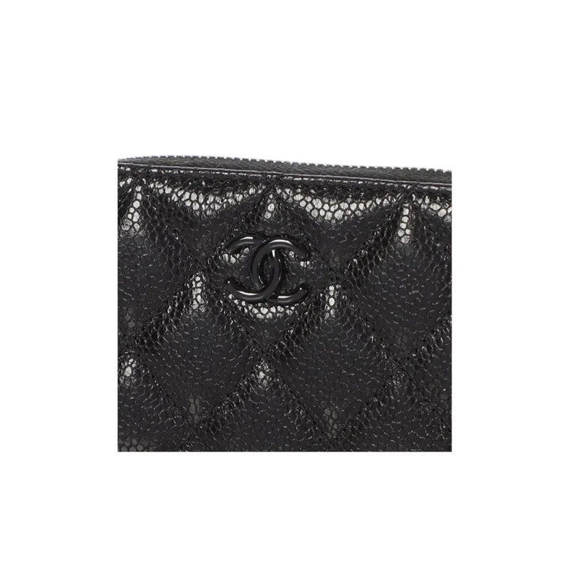 CHANEL So Black Cow Leather Coin Purse Women's Black-7