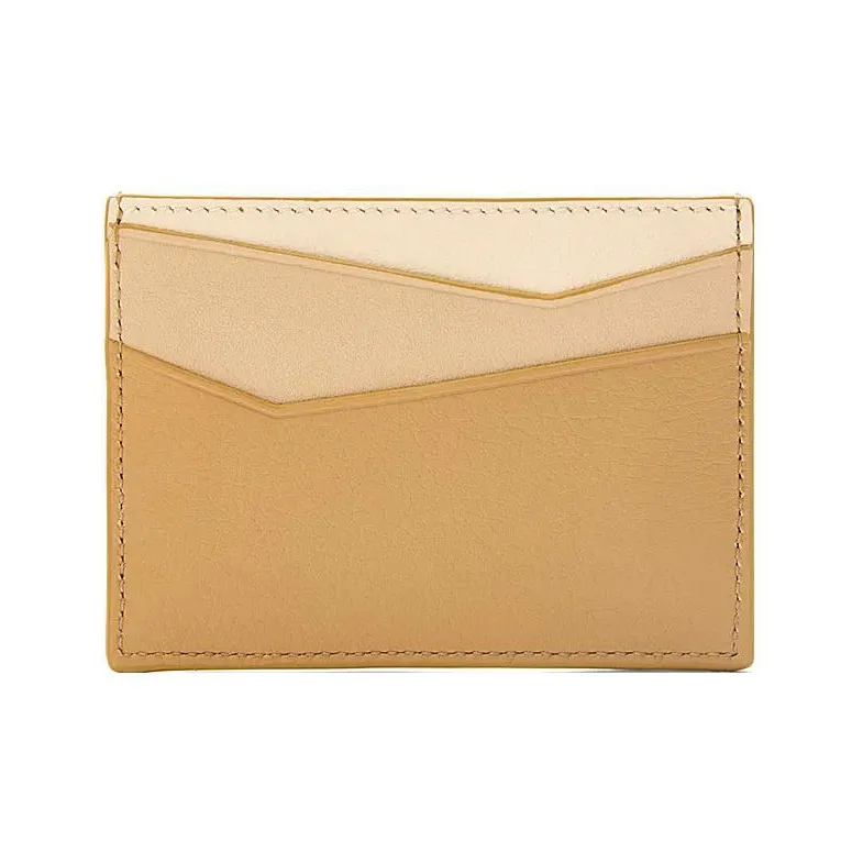 LOEWE Puzzle Cow Leather Card Clip Card Holder Women's Gray Beige/Gold-2