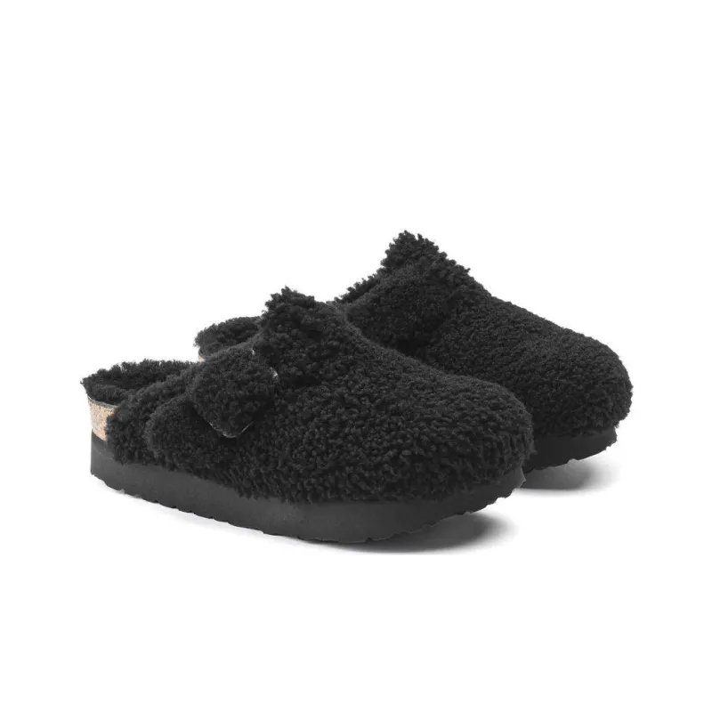 Birkenstock Boston Big Buckle Shearling Teddy Black Women's-2