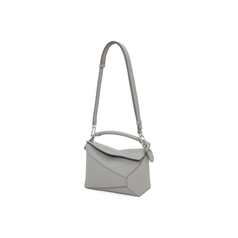 LOEWE Puzzle Soft Grain Cow Leather Shoulder Bag, Crossbody Bag, Handbag Trumpets Women's Pearl Gray-1