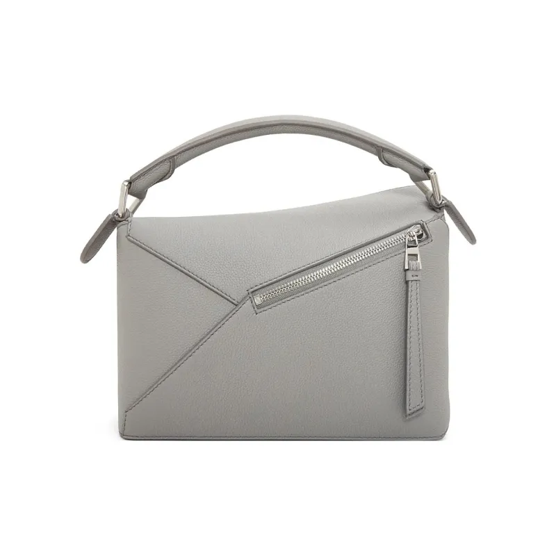 LOEWE Puzzle Soft Grain Cow Leather Shoulder Bag, Crossbody Bag, Handbag Trumpets Women's Pearl Gray-4