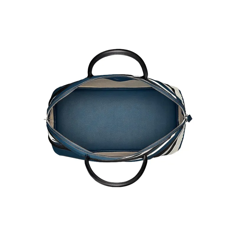 HERMES Bolide Evergrain Evercolor With Swift Calfskin Racing Bag Handbag Men's Black/White/Marine Blue-3