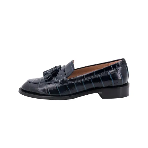 stuart weitzman Crocodile-effect Tasseled Loafers