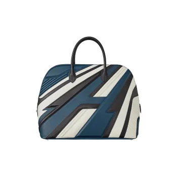 HERMES Bolide Evergrain Evercolor With Swift Calfskin Racing Bag Handbag Men's Black/White/Marine Blue