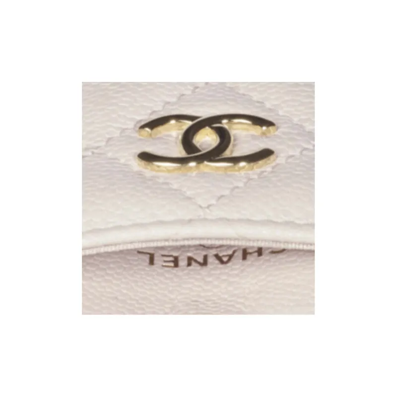CHANEL Calfskin Card Holder, Crossbody Bag, Necklace Pouch, Card Holder Women's Light Purple-4