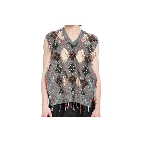 Maison Margiela Cut-out Intarsia-knit Vest