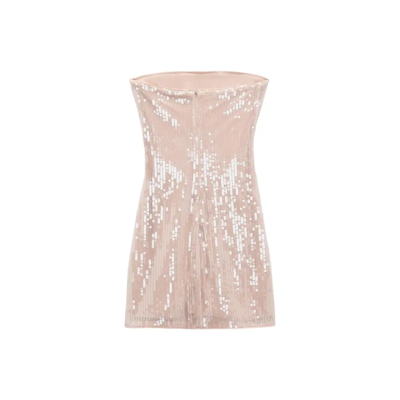 ZARA Sleeveless Dresses Women's Light Pink Red-1
