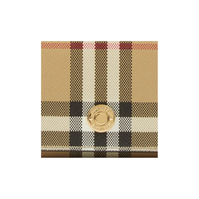 Burberry Vintage Leather Wallet Small Size Women's Archive Beige/Black-4